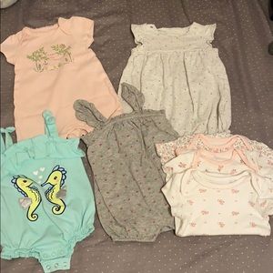 Baby girl 0-3 months romper and bodysuit bundle